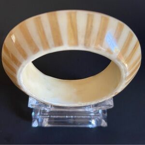 Kenneth Jay lane Striped Ivory and Light Tan lucite Bangle Bracelet